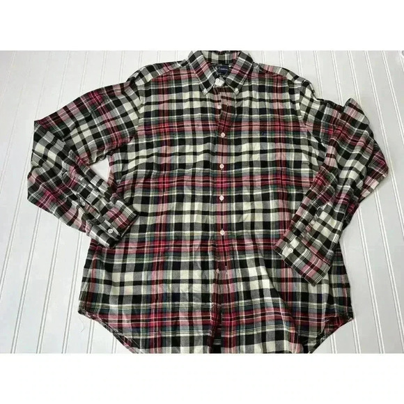 Ralph Lauren Men's Blue Label Classic Fit Plaid Light Flannel Shirt Large 910 - Picture 1 of 2